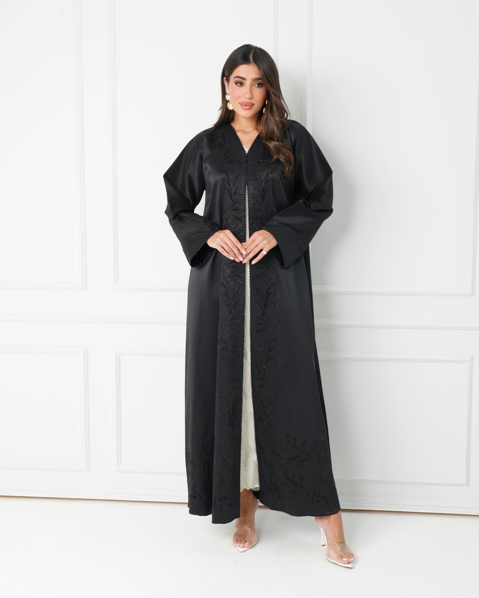R183 Black elegant Designer  Abaya Set