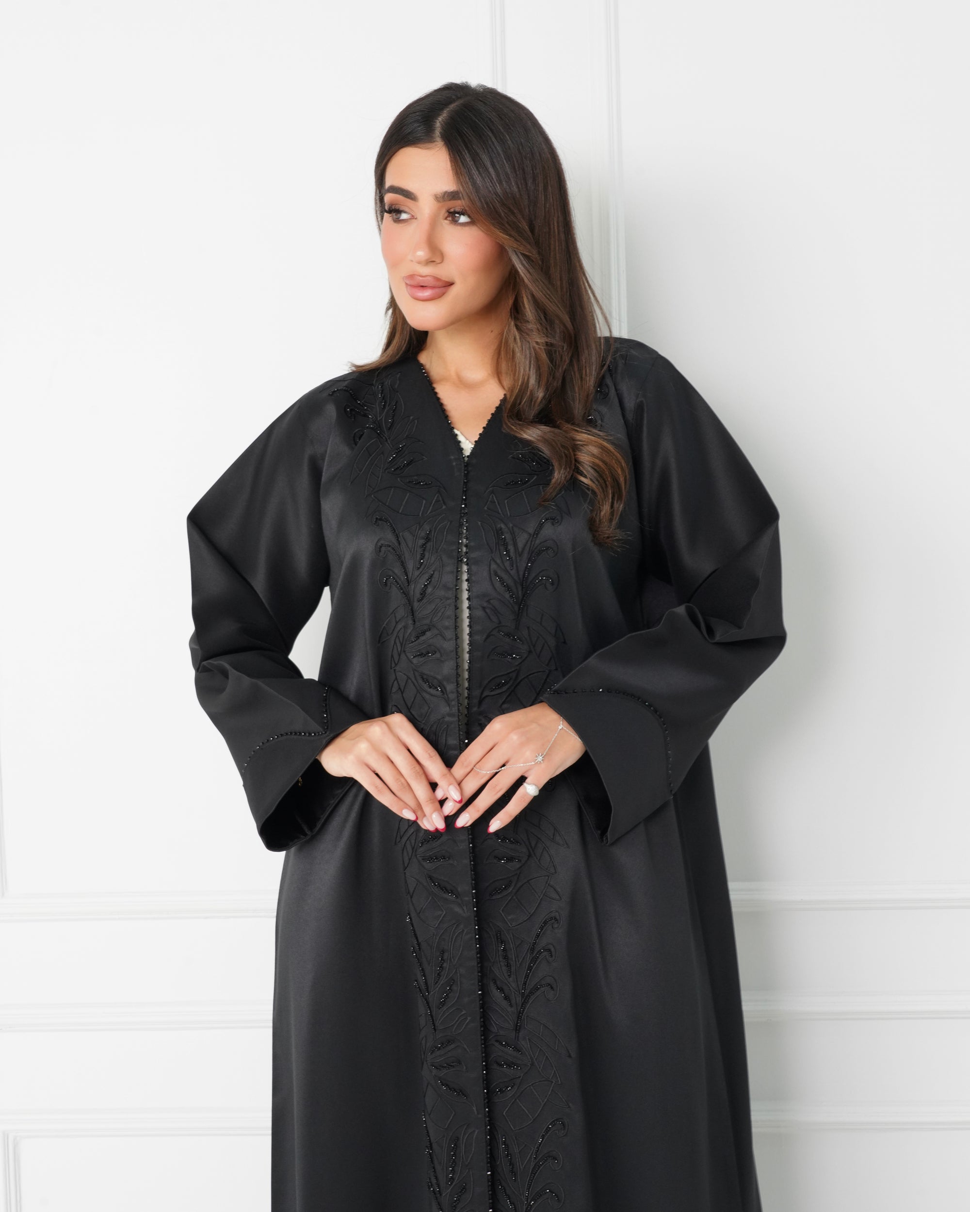 R183 Black elegant Designer  Abaya Set