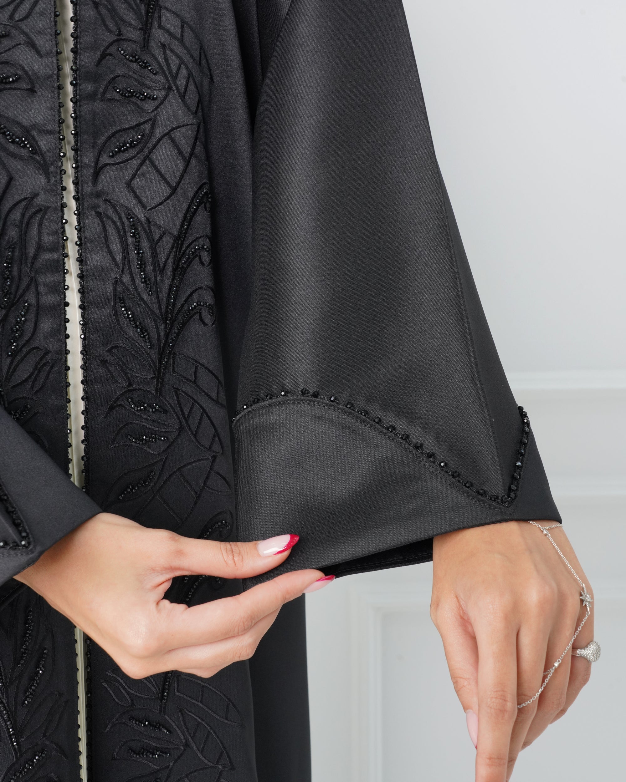 R183 Black elegant Designer  Abaya Set