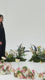 R298 New Fashion Dantel Designer Black Abaya