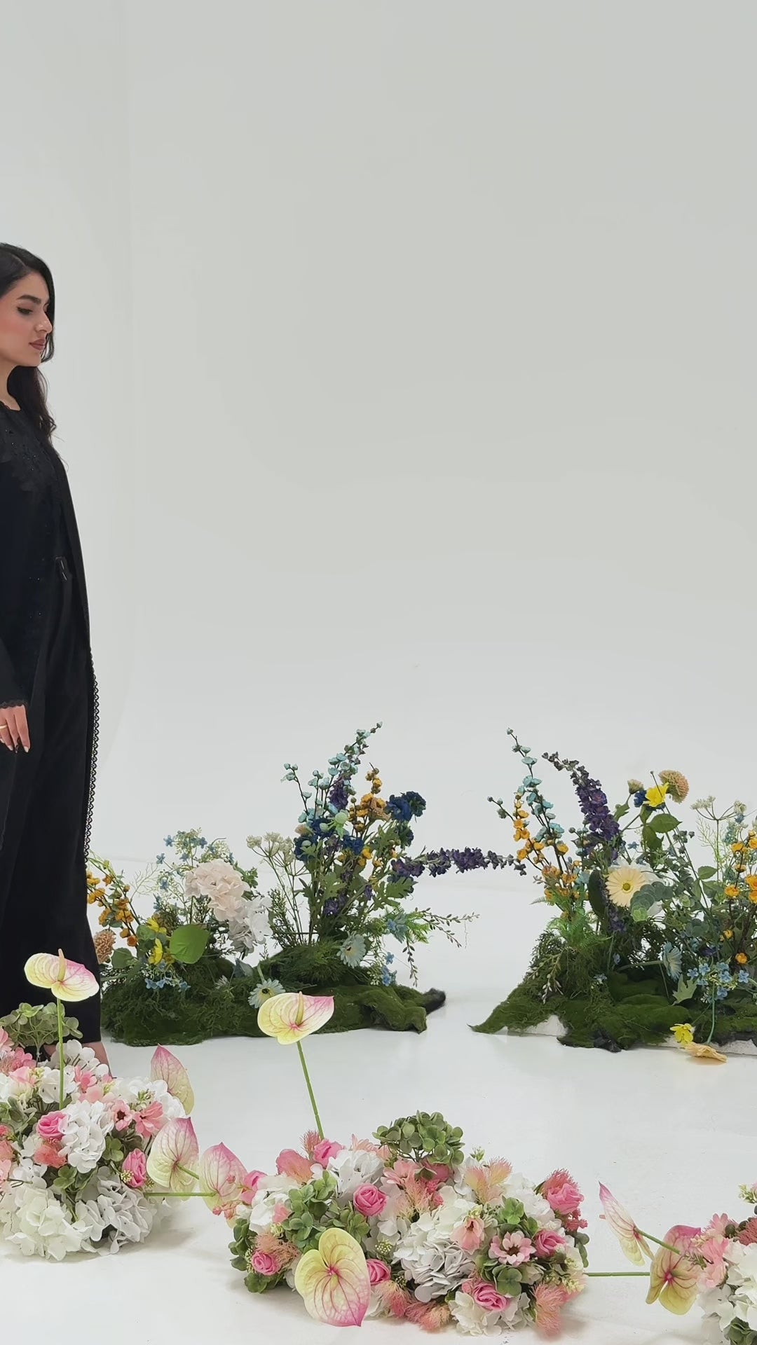 R298 New Fashion Dantel Designer Black Abaya