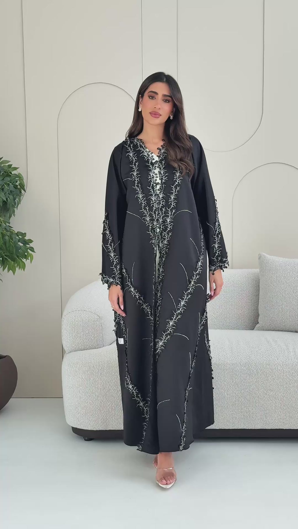 R239 Bridal Satan Black Eid Collection Abaya