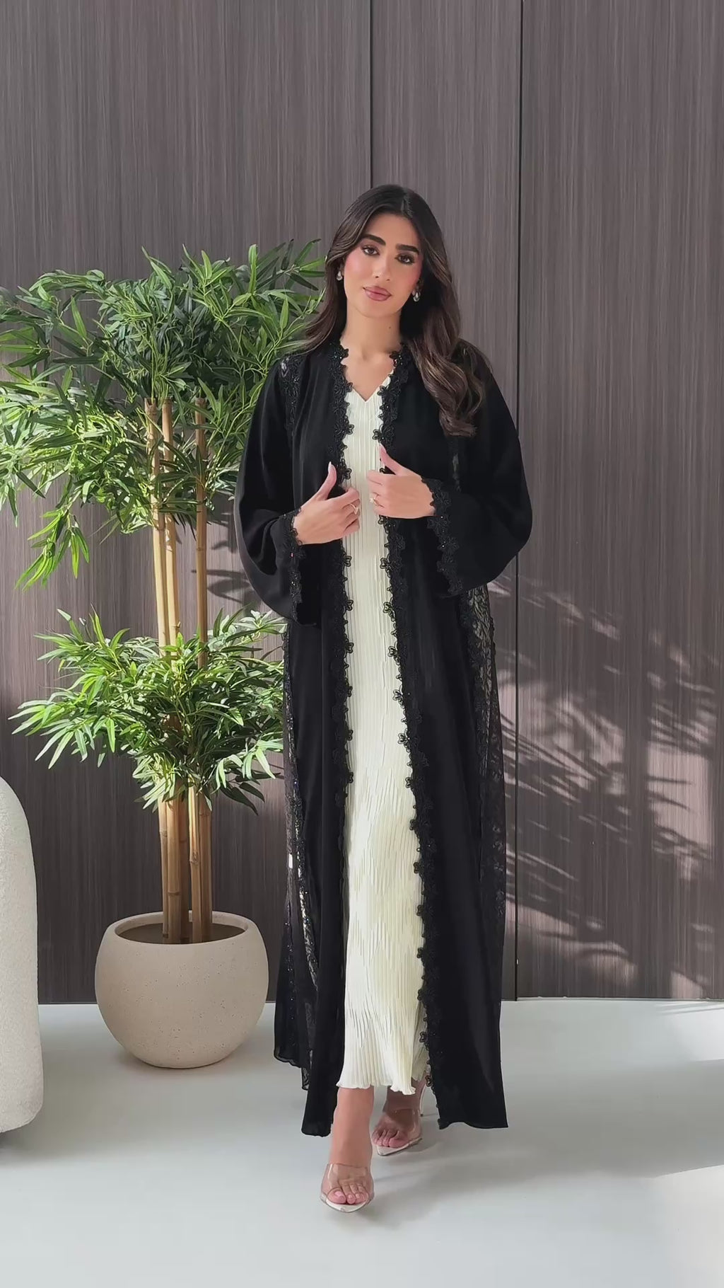 R243 Cutting Model Black Abaya for Eid Collection