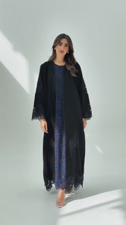 R233 Black Classic Abaya Set