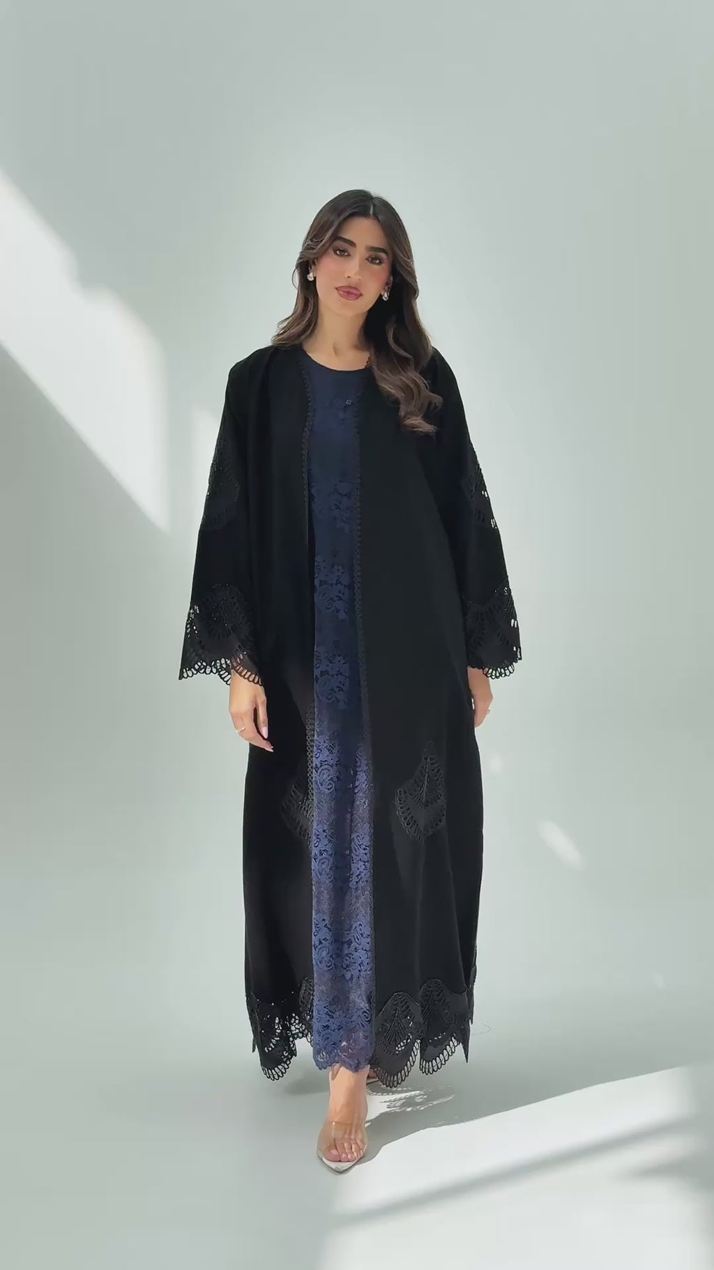 R233 Black Classic Abaya Set