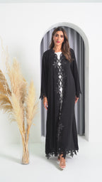 R202 Black Rope Dantil Abaya Set