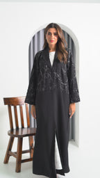 R216 Black elegant Abaya Set