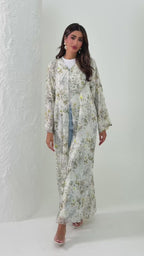 R166 Flower leaf  printed summer wear  Abaya Set