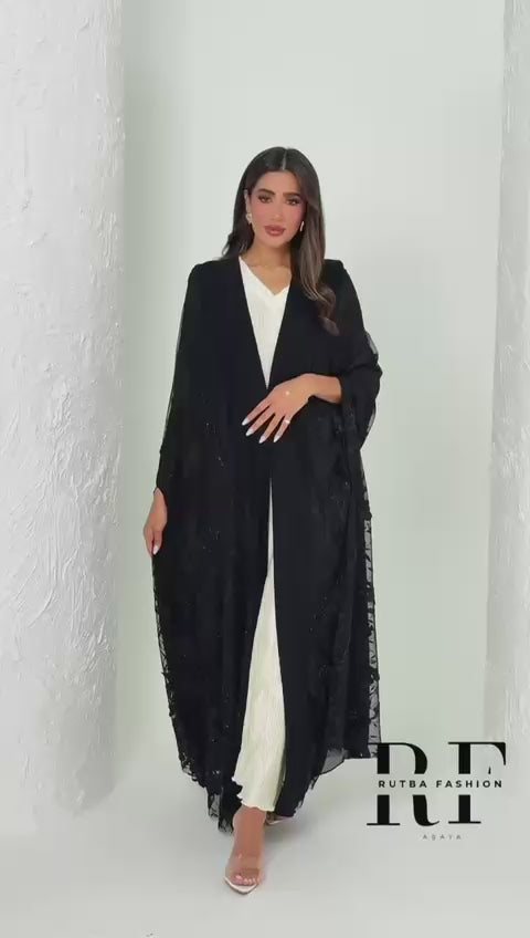 R160  Black wedding and party Collection Abaya Set