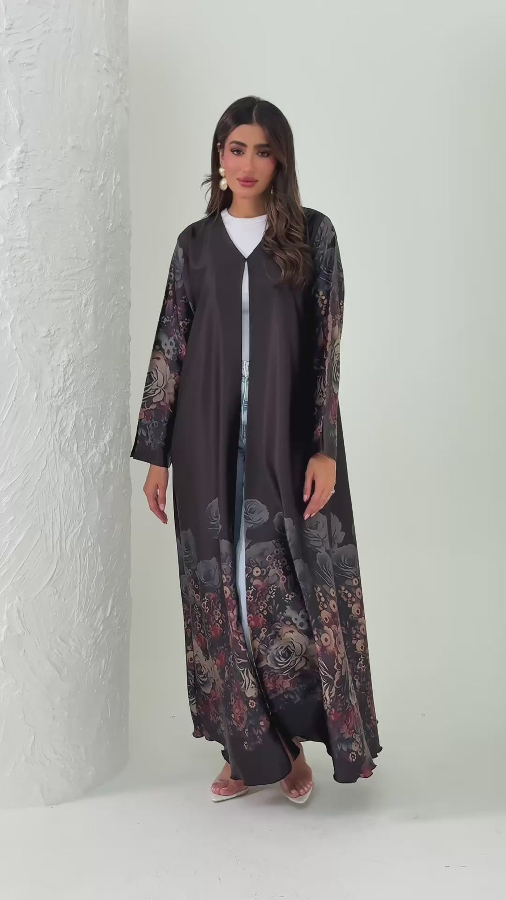 R165 Lavender Flower  printed summer wear  Abaya Set