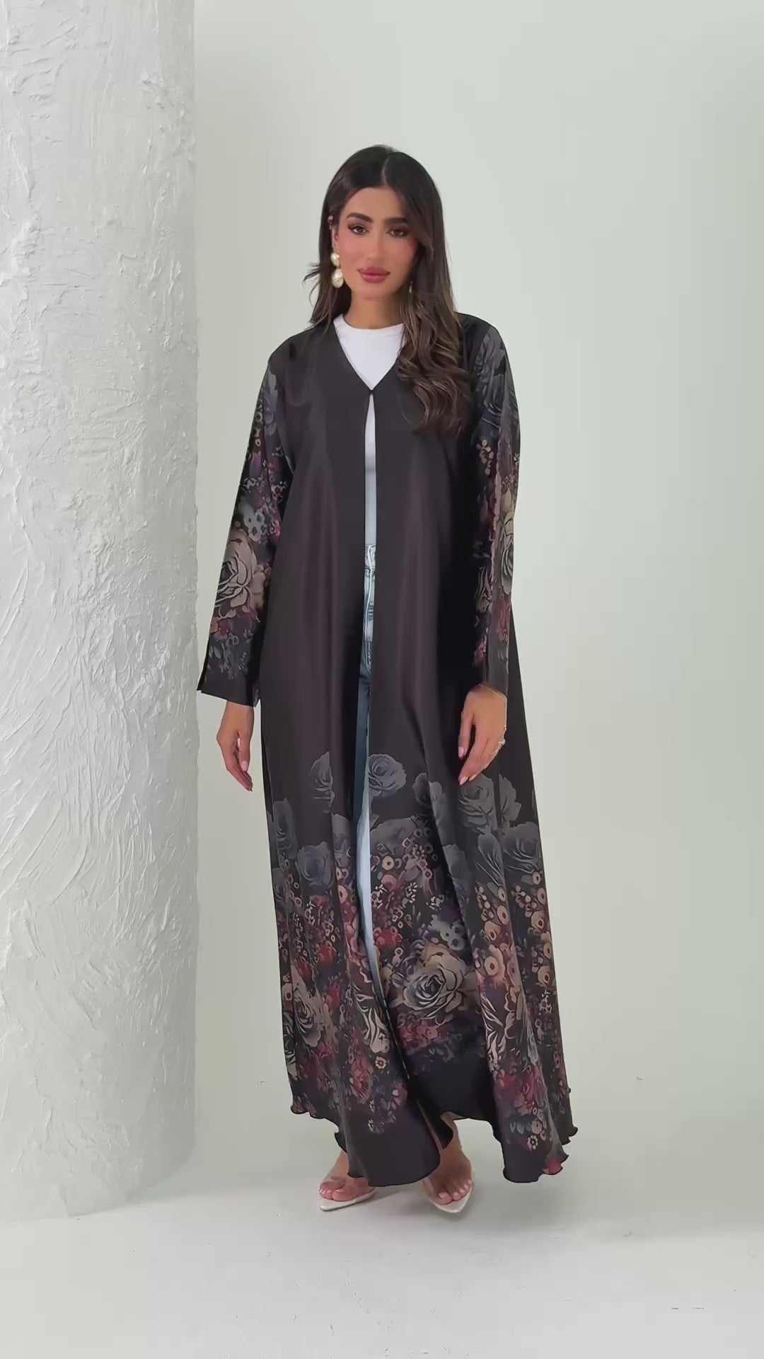 R165 Lavender Flower  printed summer wear  Abaya Set