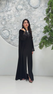 R317 Luxurious Modern coat model Black Abaya