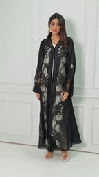 R171  Elegant Black summer wear  Abaya Set