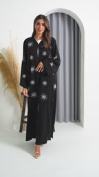 R222 Black elegant  Designer Abaya Set