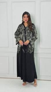 R189 Black Elegant  Summer collection Abaya Set