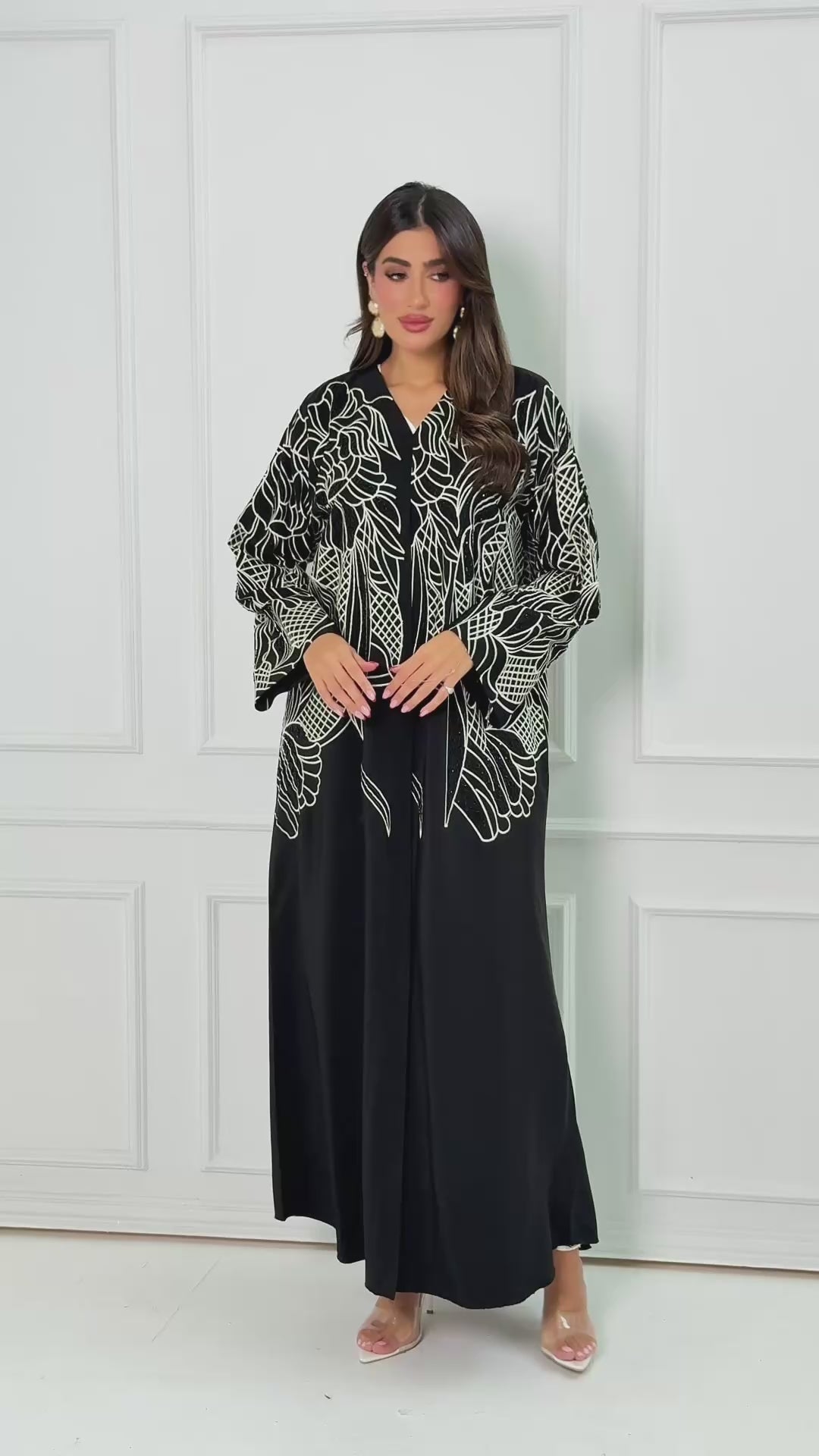 R189 Black Elegant  Summer collection Abaya Set