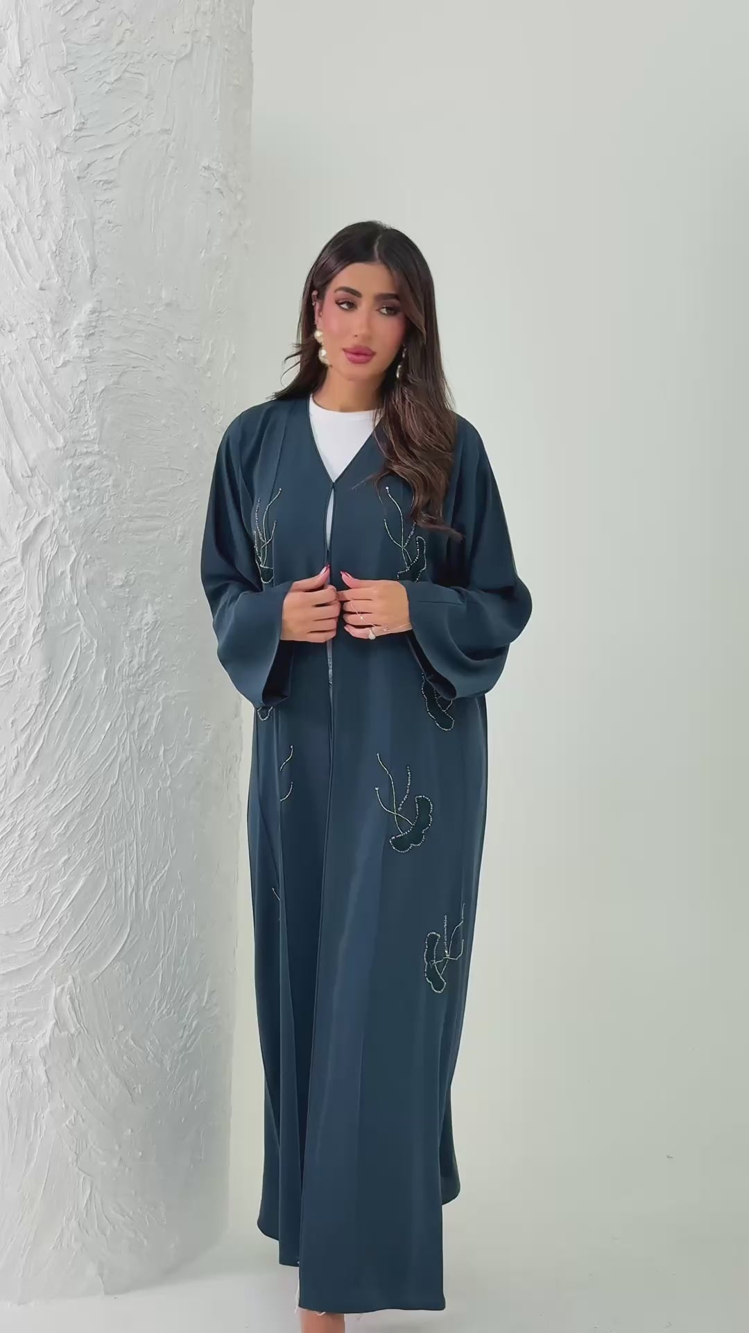 R181 Blue Classic   Abaya Set