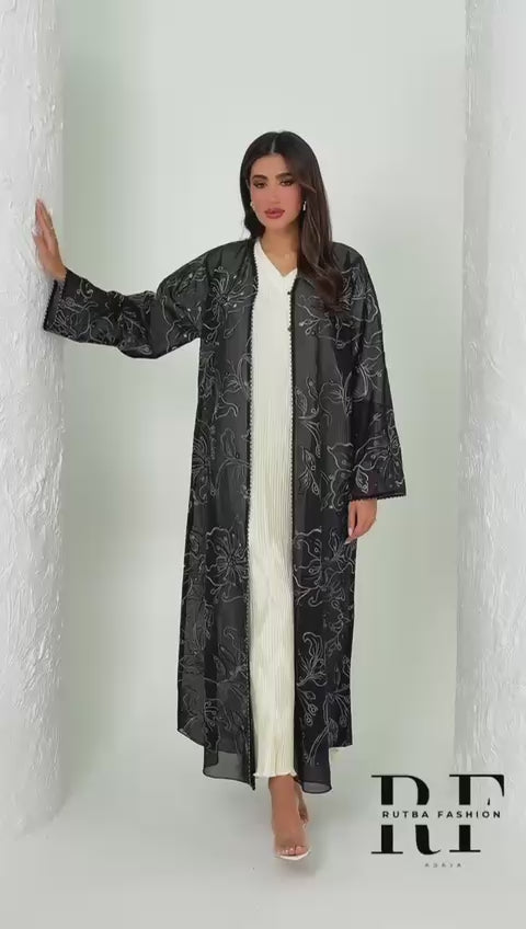 R132 Spanking Black  Abaya Set