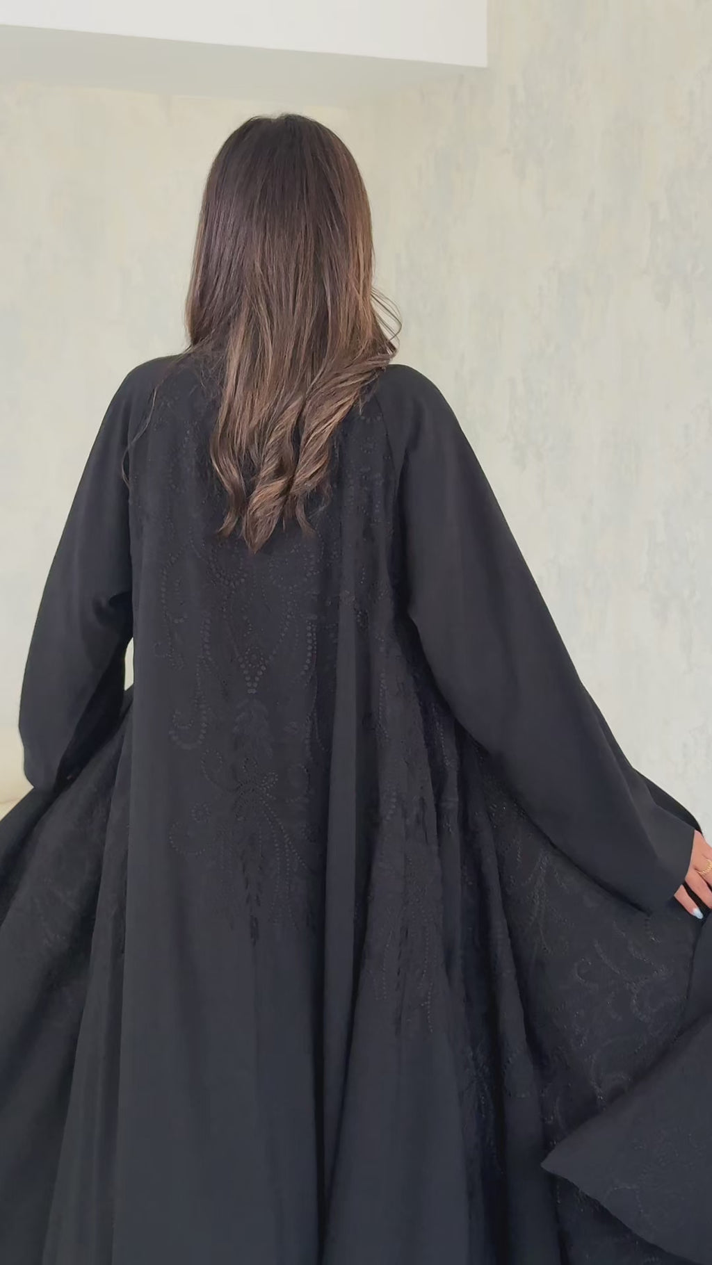 R128 Black  Abaya Set