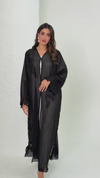 R185 Black elegant  Abaya Set