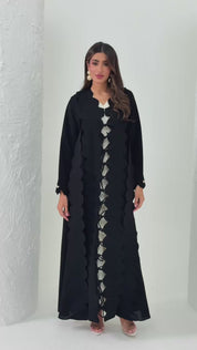 R174 Black Exclusive Designer  Abaya Set