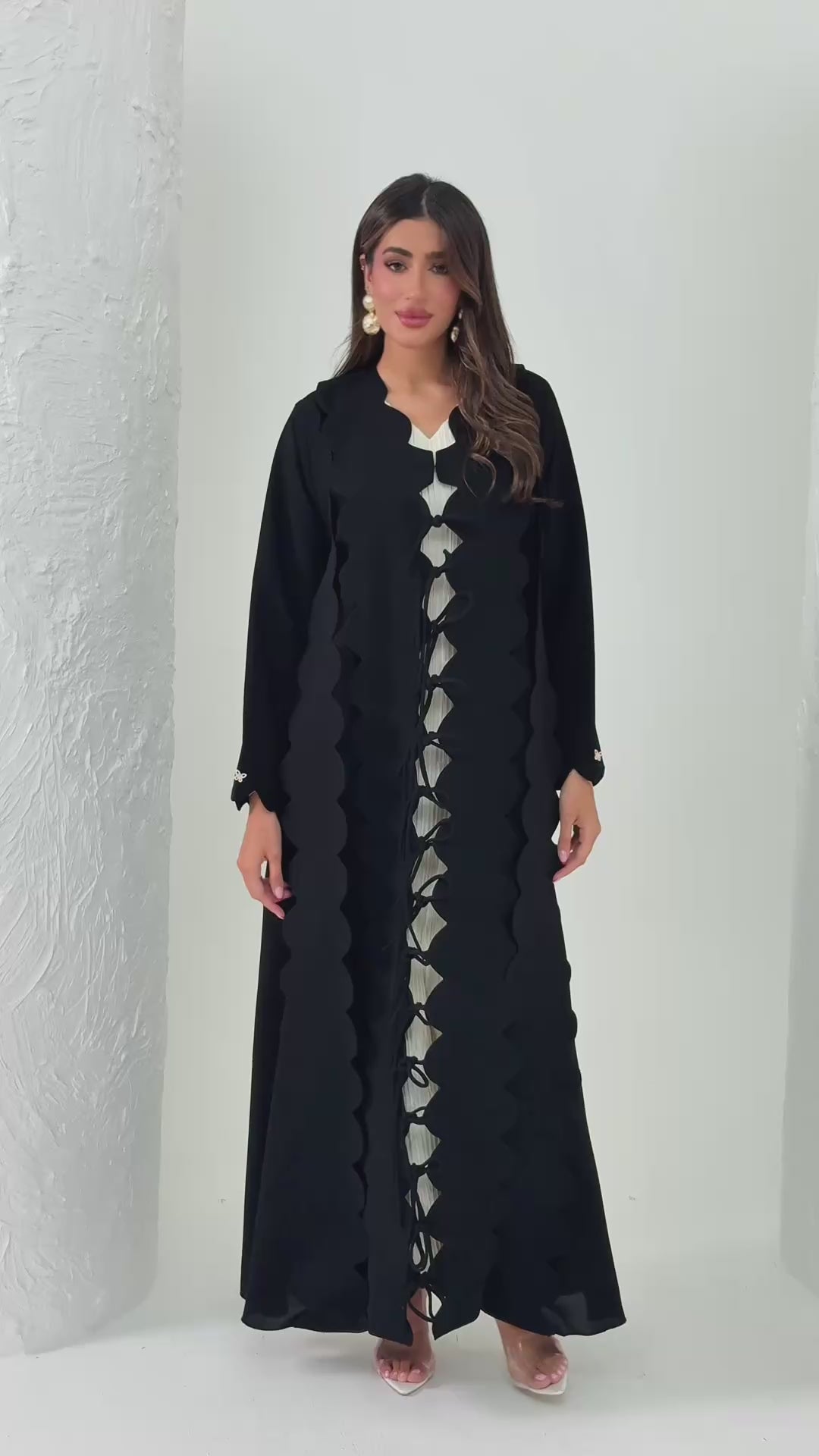 R174 Black Exclusive Designer  Abaya Set