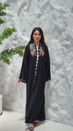 R308 Fashionable  Designer Black Abaya colorful embroidery with Beads work