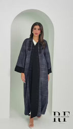 R151 Light blue and black  Abaya Set