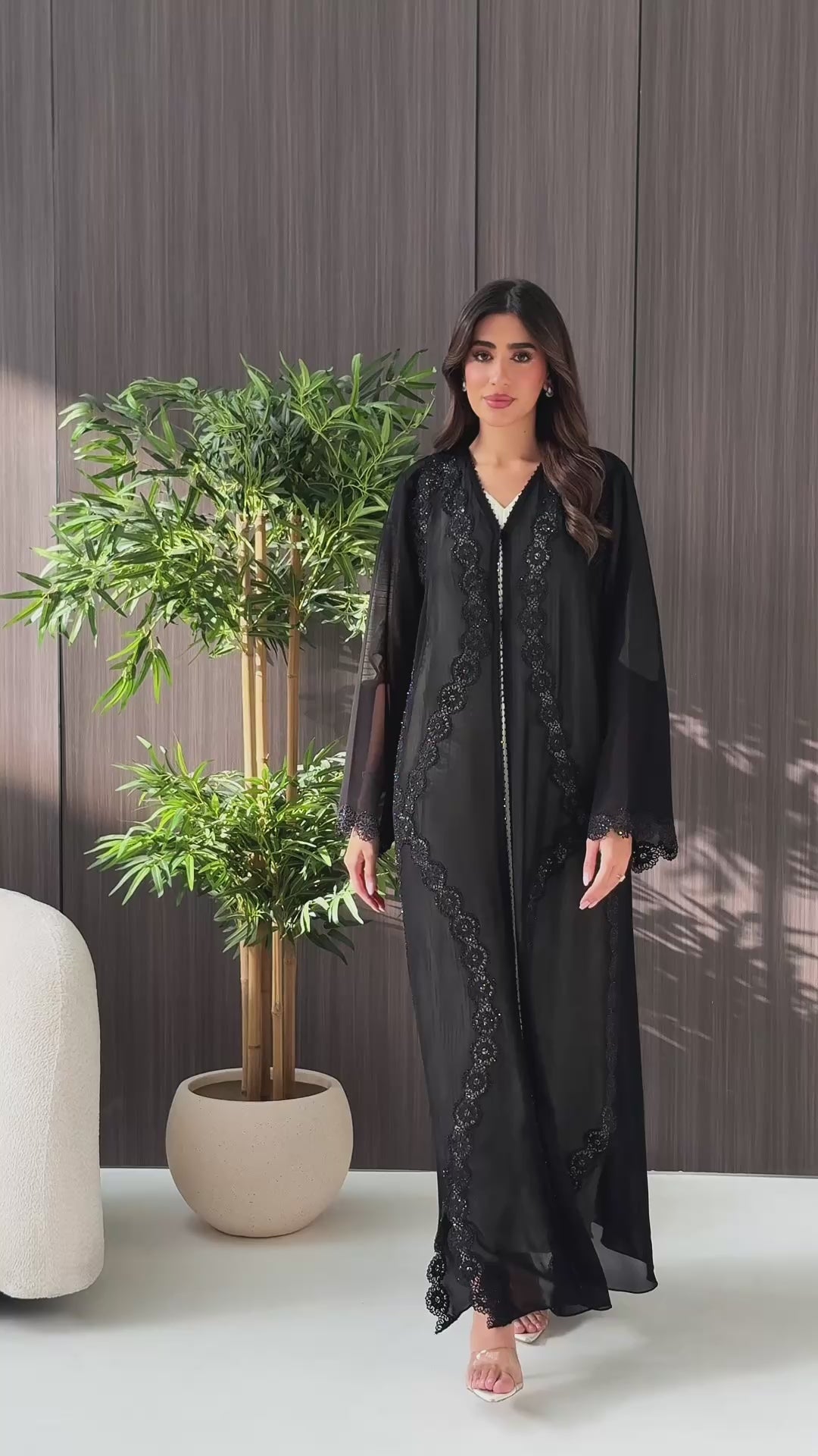 R242 Black Elegant summer Abaya Collection