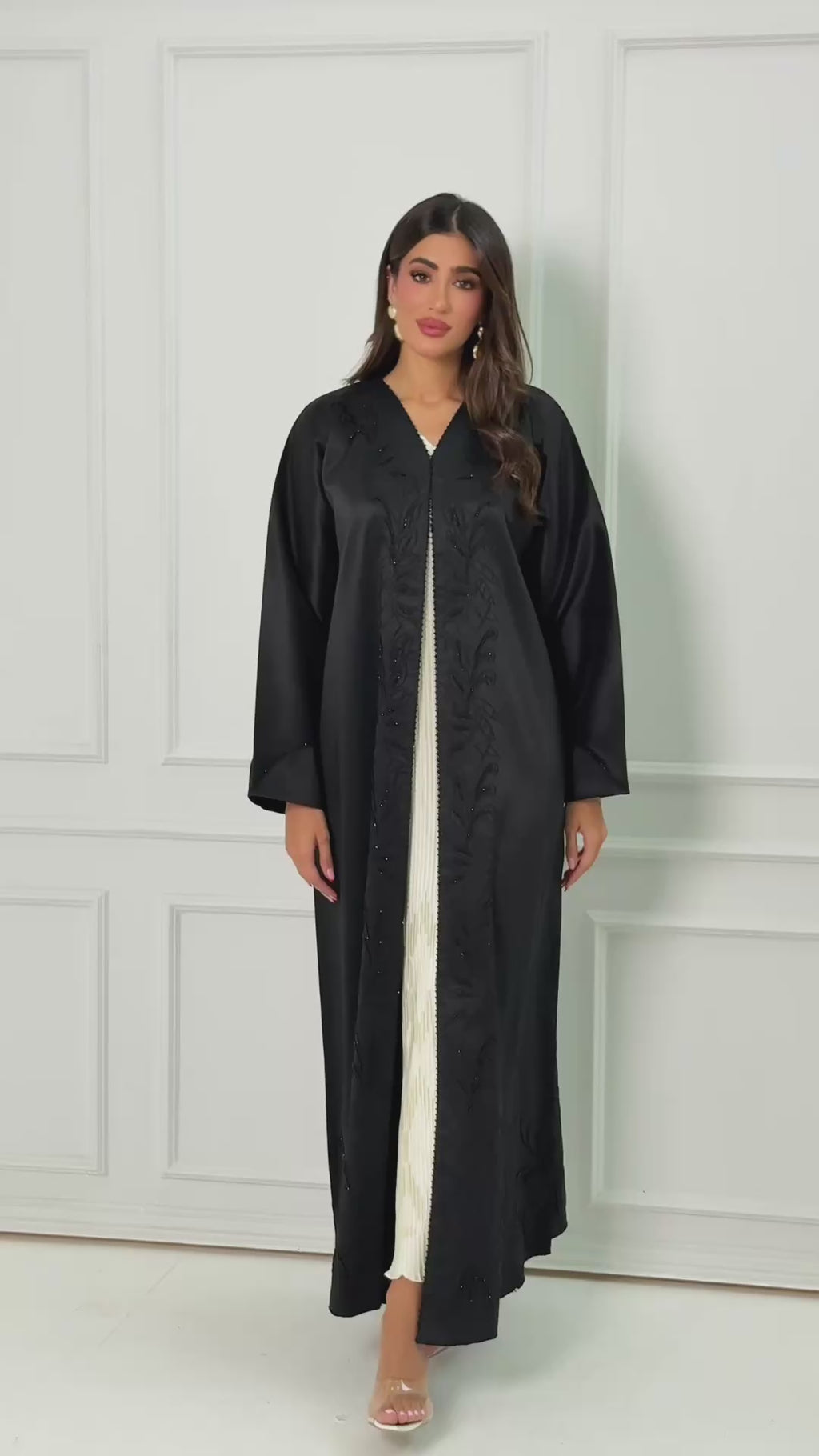 R183 Black elegant Designer  Abaya Set