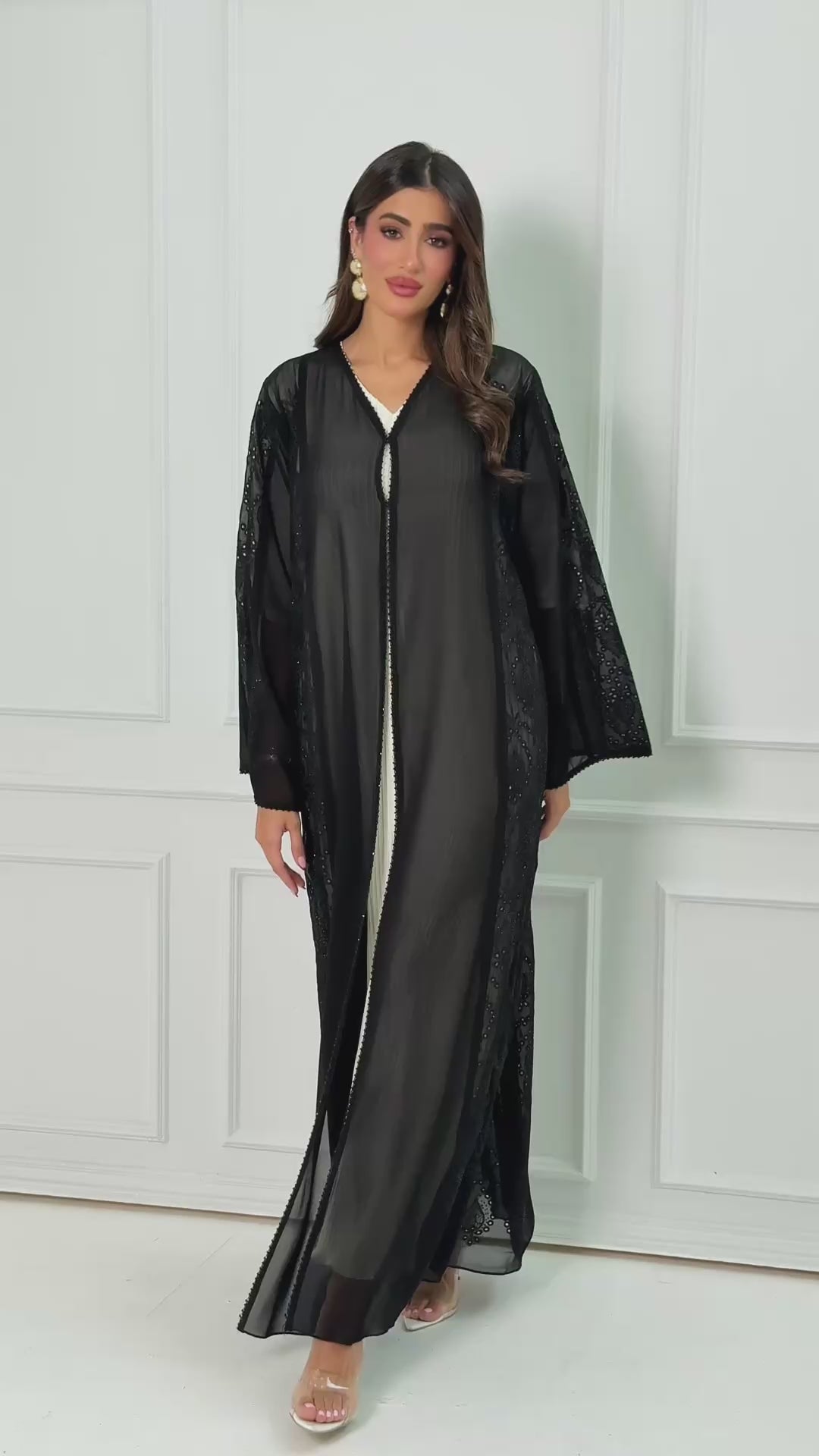 R173  Black  Classic summer wear  Abaya Set