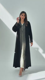R260 Black Elegant Dantel Abaya For Eid