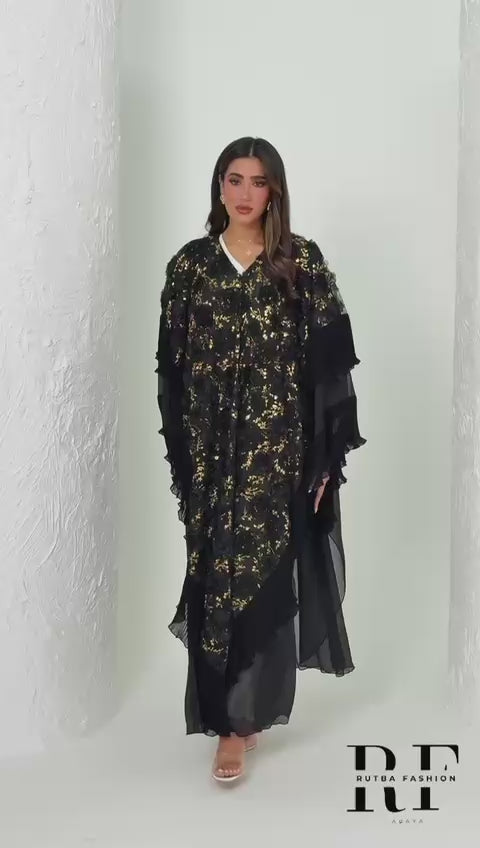R150 Black wedding and party Collection Abaya Set