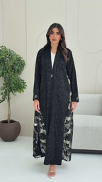 R250 Black Sequence Dantel Abaya For Eid Collection
