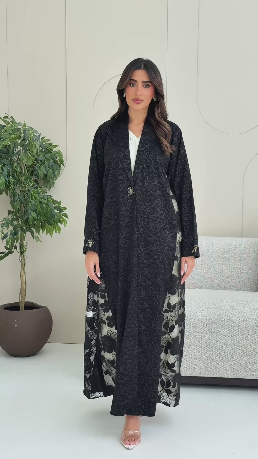 R250 Black Sequence Dantel Abaya For Eid Collection