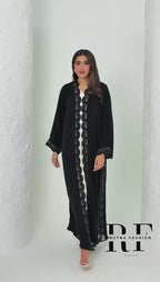 R156 Black Dantel Abaya Set