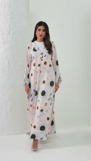 R164 Flower  printed summer wear  Abaya Set