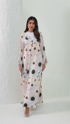 R164 Flower  printed summer wear  Abaya Set