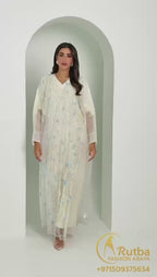 R155  White princess  party Abaya Set