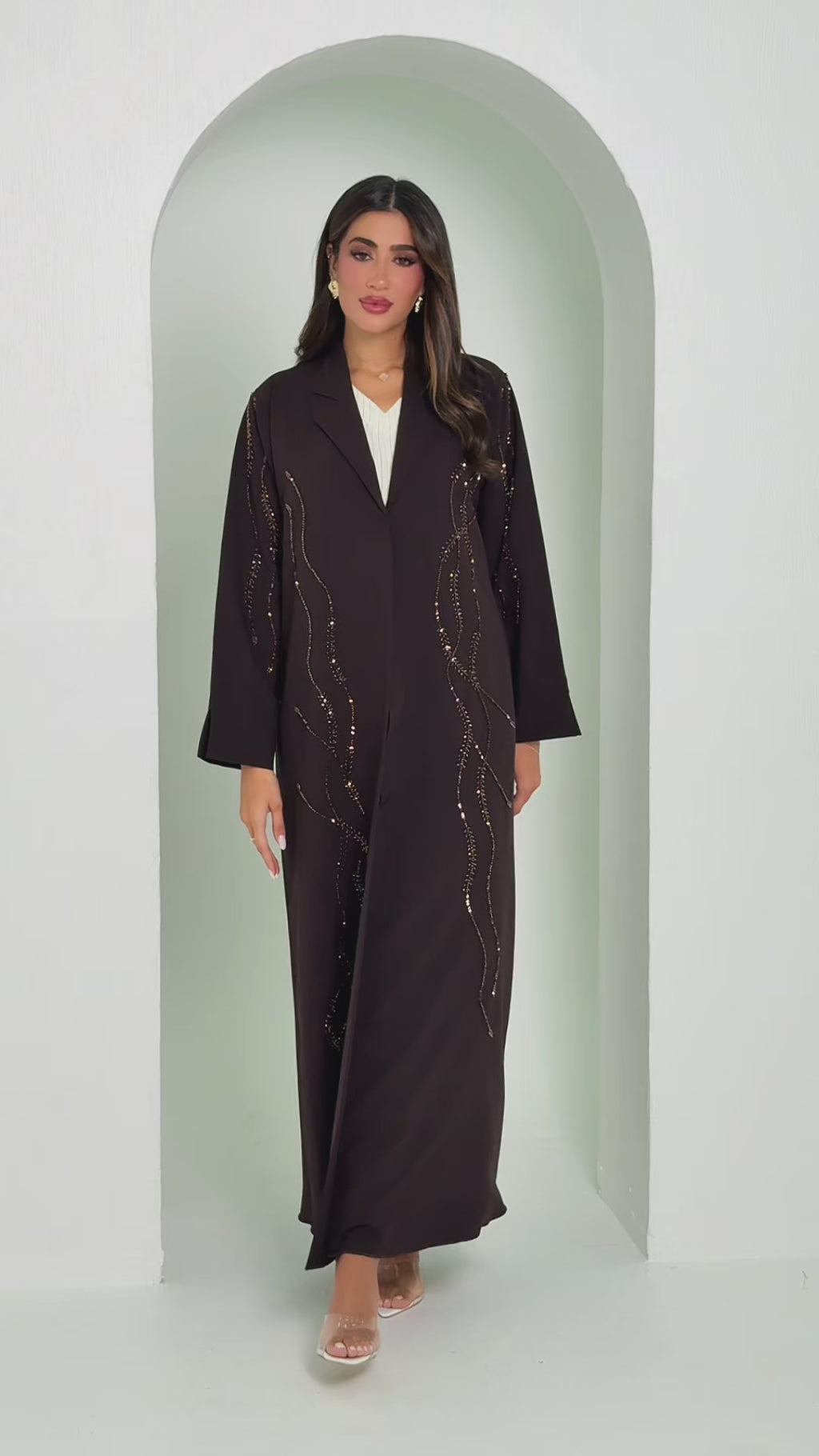 R142 Dark  Brown Abaya Set