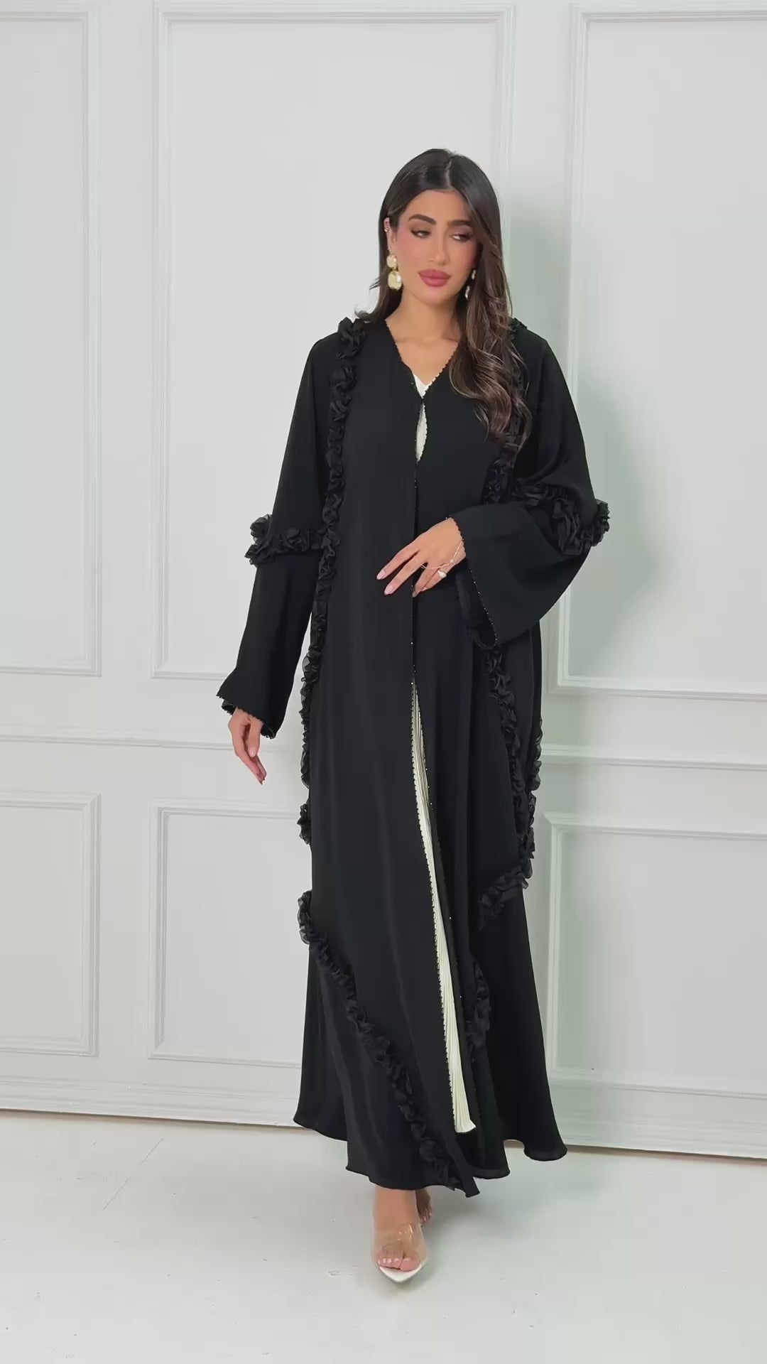R179 Black Elegant  collection Abaya Set