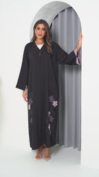 R200 Black With flower model Abaya Set