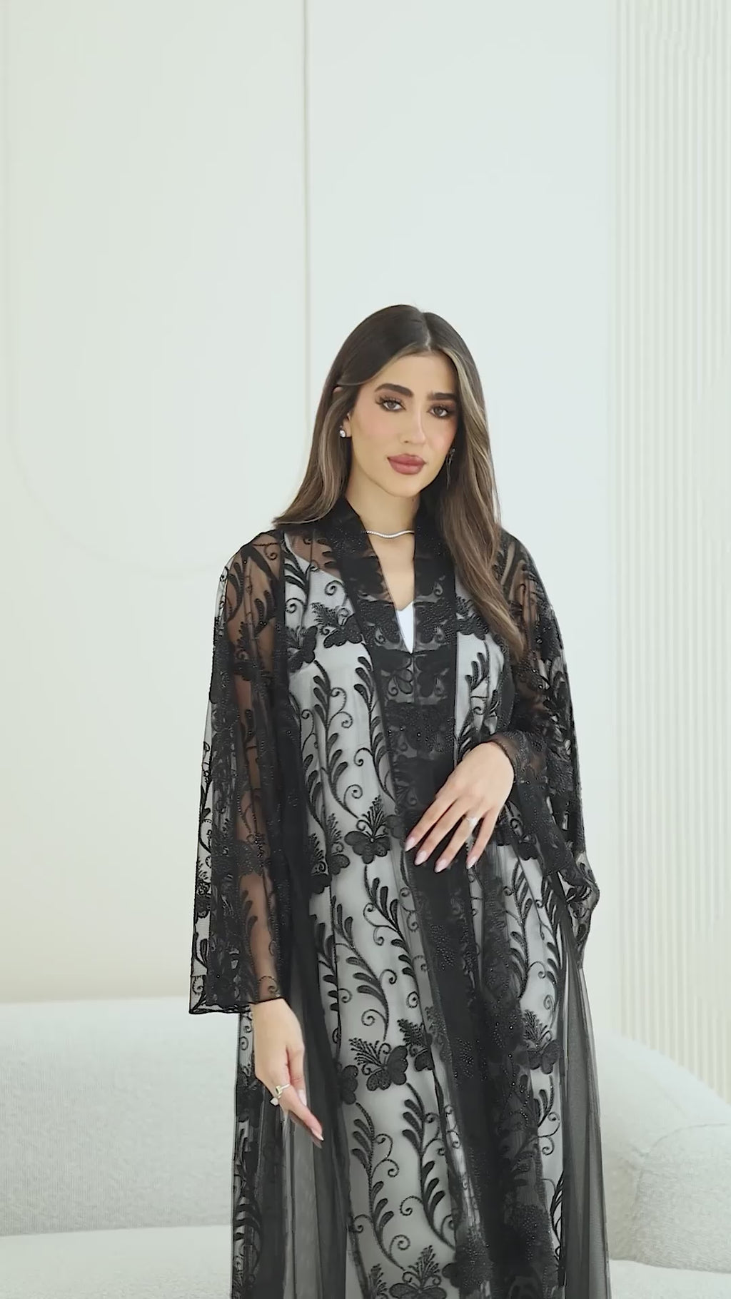 R269  Arabian Model Black Stone Work Abaya