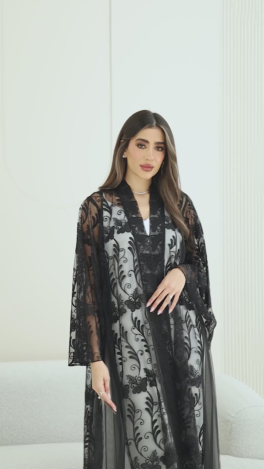 R269  Arabian Model Black Stone Work Abaya