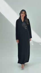 R259 Gulf Queen Design Black Abaya set