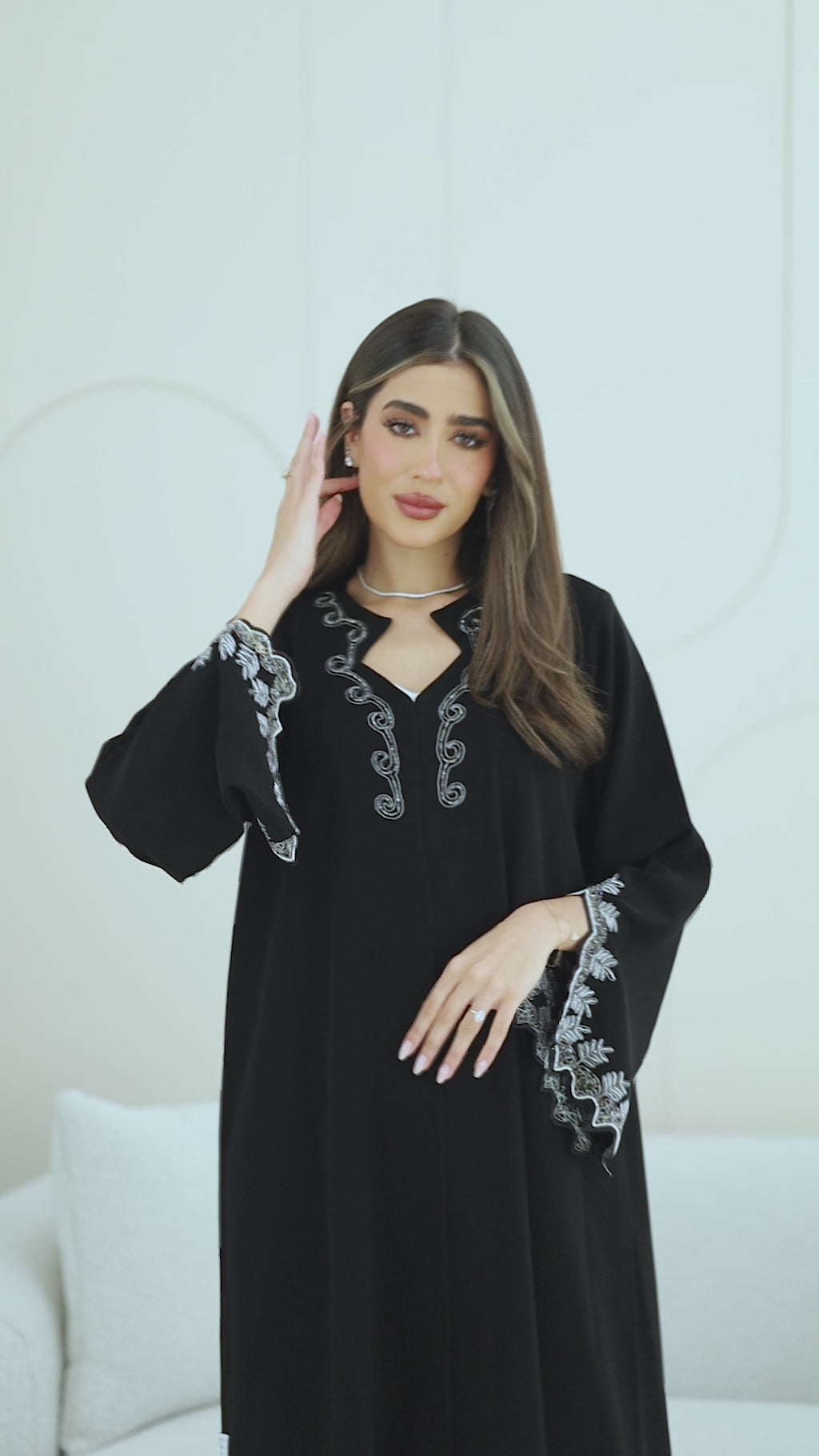 R265 Korean Barbie Abaya | Elegant Tarsiz & Bead Work Abaya