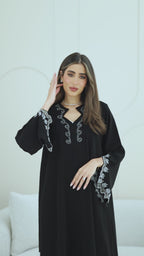 R265 Korean Barbie Abaya | Elegant Tarsiz & Bead Work Abaya