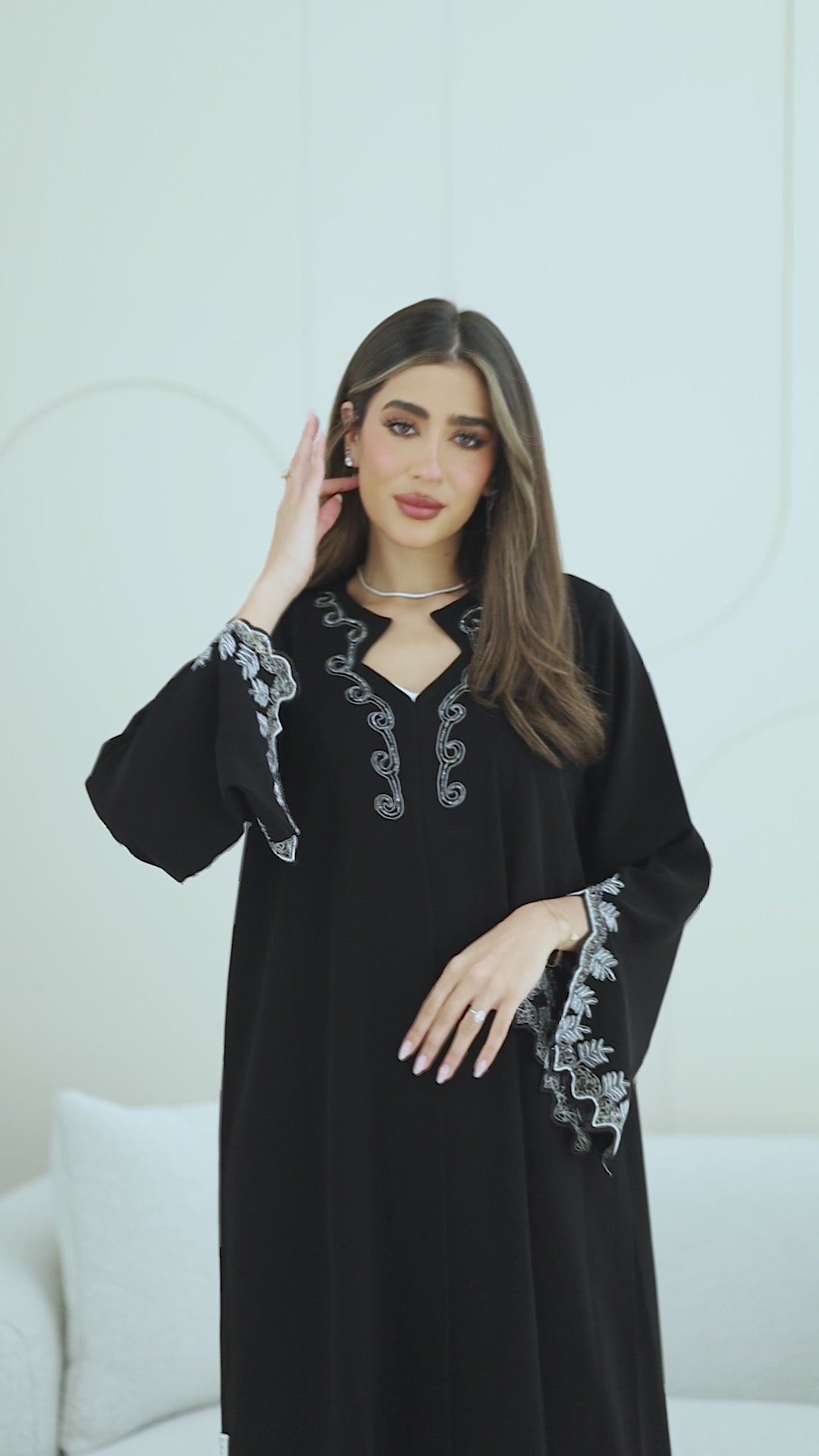 R265 Korean Barbie Abaya | Elegant Tarsiz & Bead Work Abaya