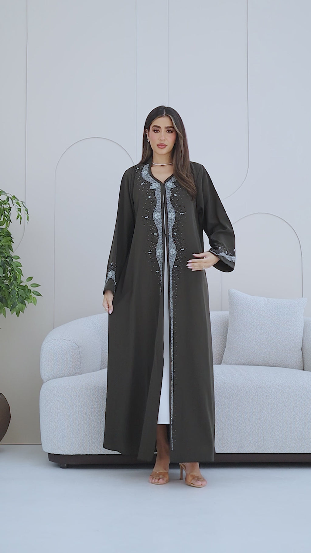 R278   Handmade Colorful Beads Work Abaya