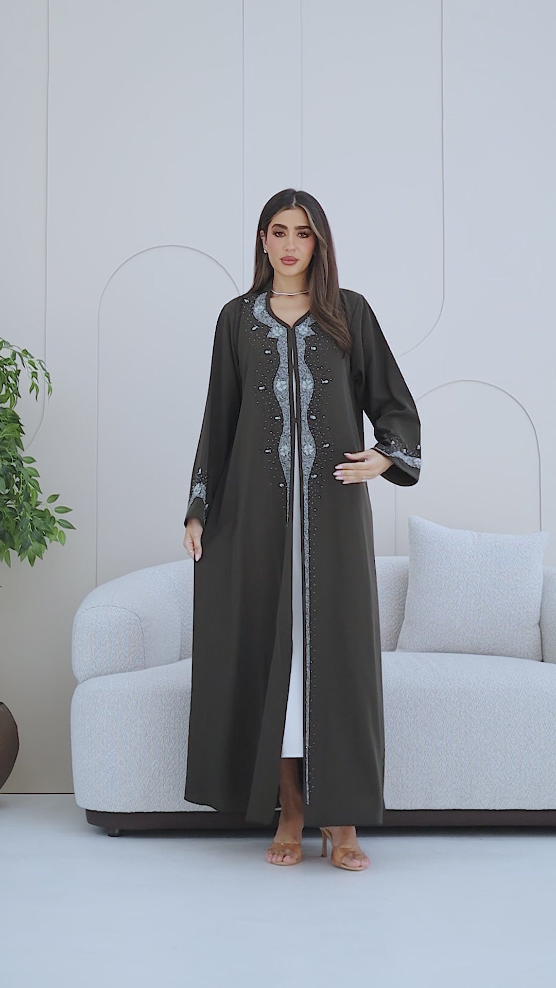 R278   Handmade Colorful Beads Work Abaya
